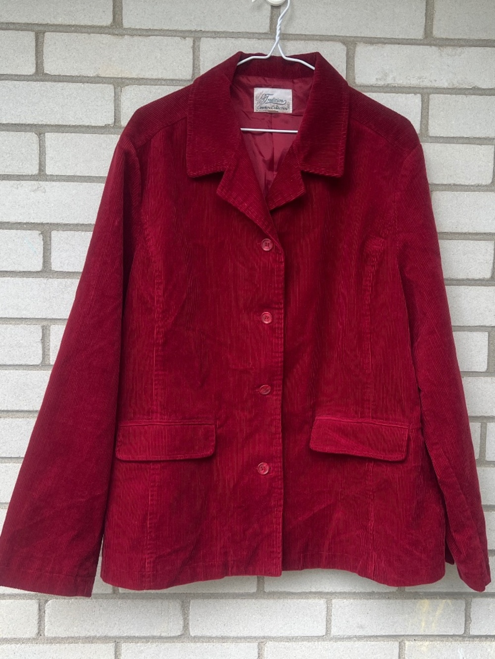 Vintage Burgundy Corduroy Blazer Jacket Plus Size 16 Cotton Autumn Fall Coat